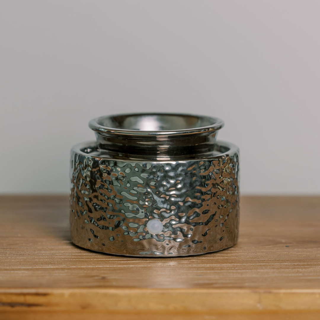 silver hammered metal tart warmer