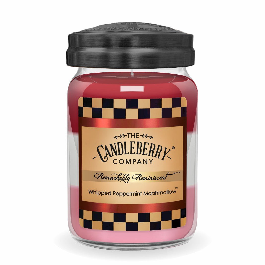 REMINISCENT - LARGE JAR - WHIPPED  PEPPERMINT MARSHMALLOW - RED PINK white VALENTINE Christmas gift desert gourmand sweet baked premium soy vegan essential oil soy coconut wax strong long burning best seller scented candles